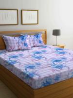 Bombay Dyeing 120 TC Cotton King Size Abstract Flat Bedsheet (Blue)