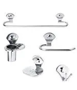 Handy Stainless Steel Bathroom Accessories Set Napkin Ring-Towel Rod-Soap Dish-Tumbler Holder-Rob Hook (5 Piece).