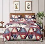 TIB Red Cotton Geometric Reversible AC Comforter for Single Bed - 182 x 91 cm