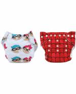 Superminis Multicolor Cotton Baby DiaperWaterproof, Adjustable, Washable And Reusable Pocket Diapers For Newborns And Infants - Pack Of 2