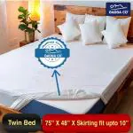 GADDA CO Cotton Feel Terry Ultra Soft Waterproof Mattress Protector | Breathable - Hypoallergenic Mattresses Cover 75'' x 48'' - Twin/Single Bed,White
