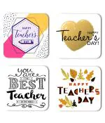Whats Your Kick Teachers Day Special You Are The Best Teacher in The World Quotes Printed Set of 4 Coaster With Metal Stand