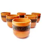 ARDVAN INDIA Coffee Tea Chai Mugs Cups Kullads Set of 6 Polished Terracotta Mitti Clay Glasses Cutting Chai Kulhads Sets