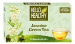 Hello Healthy 100% Jasmine Green Tea Pack of 20 Bags (2g Each) With All Natural Flavours | Makes Upto 40 Cups | Helps In Weight Lose & Boosts Brain Function | Jasmine Flowers Tea