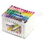 Qatalitic Set Of 108 Colours Twin Head Art Markers Pen, Double Tipped (Fine And Chisel) Alcohol - Based Marker Set With Carrying Plastic Box, For Mang