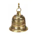 pujaNpujari Hanging Bell for Puja Room and Temple Brass Pooja Bell (Gold)