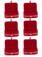 atorakushon Velvet Jewellery accessories Vanity Storage Earrings Studs Box Ring Box For Women's Pack of 6 ( Maroon )