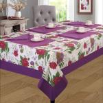 SHADES OF LIFE White and Purple Floral Cotton Dining Table Cover (40 x 60 inch) (SOL-TAB-4SET)