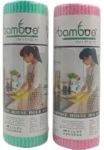 BAMBOO WIPES | Reusable & Washable Printed Kitchen Towel Tissue Roll| Combo Of 2 Rolls (140Pulls) Multipurpose |Non Woven