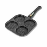 Chefkit Versatile 4-Cavity Non-Stick Aluminium Grill Appam/Uttapam Maker with Attachable Bakelite Handle | Pancake Maker | Effortless Multicooking for Modern Kitchen
