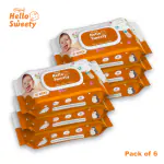 UNIJOY Hello Sweety Baby Wet Wipe Enriched with Vitamin E | Each 80 wipes - Set of 6 |98% Water Base | New Born Baby Wet Wipes