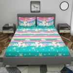 RAREBIRD Cotton Double Cartoon Bedsheet (Pack of 1, Green) *