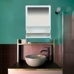 Pgen White Plastic Bathroom Mirror Storage Shelf Bracket, Medium