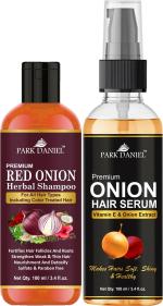 Park Daniel Premium Red Onion Shampoo And Onion Hair Serum, 100 Ml Each (Combo Of 2)