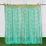 SpecialYou.in Turquoise Sheer net curtain with Maple Vine Leaf and Fairy Led light-10 Items