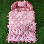 Motherhood Pink Cotton Baby Nest Bed With 3 Pillows And 1 Large Blanket Bedding Set