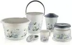 Uma 6 pcs Bathroom Accessories Set Plastic Bath Set Bathroom Bucket 20 L Plastic Bucket  (Grey)