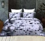 VYBBA Grey Geometric 144 TC Cotton Double Bedsheet With 2 Pillow Cover 230 cm x 250 cm