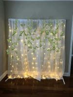 Special You Decoration Tulle White net Curtain with green vines & led light- 9 Items