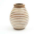 DESIGNER LIBRARY White and Natural Lines Mango Wood Antique Nifa Vase, 9 x 9 x 11 inch (Large) 2808-31