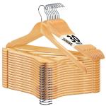 ROCKFIELD 30-Pack Wooden Hangers with 360 Hook - Durable, Smooth Finish Suit Hangers for Clothes, Jackets, Shirts - Natural Wood