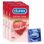 Durex Extra Thin Wild Strawberry Condoms For Men -10s (Pack of 3)