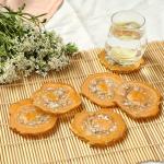 DULI Set of 6 Resin Coaster Set for Table accessories 10x10cm (Mustard Flakes)