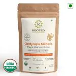 Rooted Cordyceps mushroom extract powder| Supports Energy, Stamina & Endurance | Supports Testosterone, Antioxidant & Adaptogen Superfood supplement. USDA Organic, 20% Beta Glucans (45 gm)