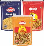 SATMOLA NAMKEEN COMBO : MOONG DAAL 350g + HOT SPICY MIXTURE 400g + TIKHA MEETHA 400g