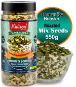Midiron Immunity Booster Mix Seeds, Roasted Healthy Mixture Pack, 4-in-1 Seeds, Ready to Eat (Pumpkin, Watermelon, Sesame, Flax) (550gm)