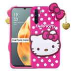 RUPELIK (Hello Kitty Oneplus Nord Pink) Hello Kitty Rupper Back Case Cover |3D Cute| Soft Silicone Back Cover with Pendant Compatible for Oneplus Nord (Pink)