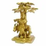 GURU JEE Brass Statue Hindu God Lord Krishna Idol Standing Under Tree with Cow Playing Flute Indian Gift