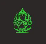 DreamKraft Green Vinyl Glow In Dark Radium Lord Ganesha Wall Sticker 22x17 cm