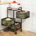 Kitchen Trolley Storage Rack Square Design Fruits & Vegetable Jars Iron Kitchen Trolley