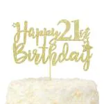 Festiko Happy 21st Birthday Cake Topper Gold Glitter Hello Legal 21 Cake Decoration