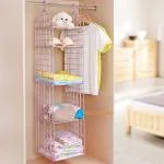 Homeleven 5 Layer Plastic Folding Clothes Wardrobe Shelves Hanging Organizer Storage Holders Plastic Cloth Storage Rack