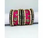 Aashirwad Traders Handmade Multicolor Plastic and Silk Thread Kundan Bangle (Women) - 2.6 (set of 10)