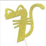 Festiko Seven Years Old Kitty Cat Gold Glitter Cake Topper 7th Sweet Happy Birthday For Party Decorations Supplies