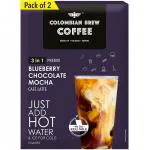Colombian Brew Blueberry Chocolate Mocha Café Latte, Instant Coffee Powder Premix (3 in 1), 10 Sachets Box Pack of 2