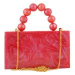 Clarabae Acrylic Big Marble Clutch Purse For Women Sling Handbags For Evening Formal Handbag Party Bridal Wedding Clutch Purse for Women & Girls (Red)