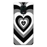MobiEra Poco M2 Pro Black Grey Hearts Design Plastic Hard Case Cover