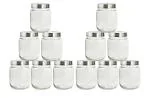 Machak Clear Glass Round Glass Jars Set, 750 Ml (Set Of 12)