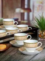 Goodhomes SONAKI Pack of 12 Bone China Coffee/Tea Cup & Saucer (6pcs Cup & 6pcs Saucer) (White, Cup and Saucer Set)