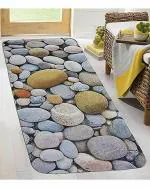 Status Contract Blue Nylon Anti Slip 3D Printed Carpet Rug Runners Restaurant Entrance Area Runner Floor Mat For Home And Office - 55 x 140 cm