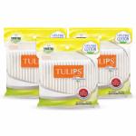 TULIPS Premium Cotton Ear Buds/Swabs {pack of 4} with White PAPER Sticks {80/160 Tips} in a Ziplock Bag