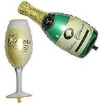 Festiko Wine Glass And Champagne Shape Large Size And Thickened Foil Balloon For Birthday, Anniversary, Wedding, Bachelorette Decoration