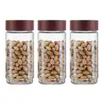 Cello Maroon Glass Storage Jar, 1000 ml (Set Of 3)