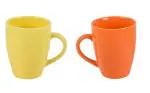 Anwaliya Janus Tapered Ceramic Coffee Mugs, 250 ml, Set of 2, Multi Colour Gloss