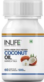 Inlife Coconut Oil Supplement 500 mg - Vegetarian Capsules (60 No)