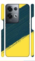 YAPZONE Abstract Yellow and Blue/Grey Stripes |Designer Printed Hard Back Cover for Oppo Reno 8 Pro 5G Premium & Attractive Case for Your Smartphone